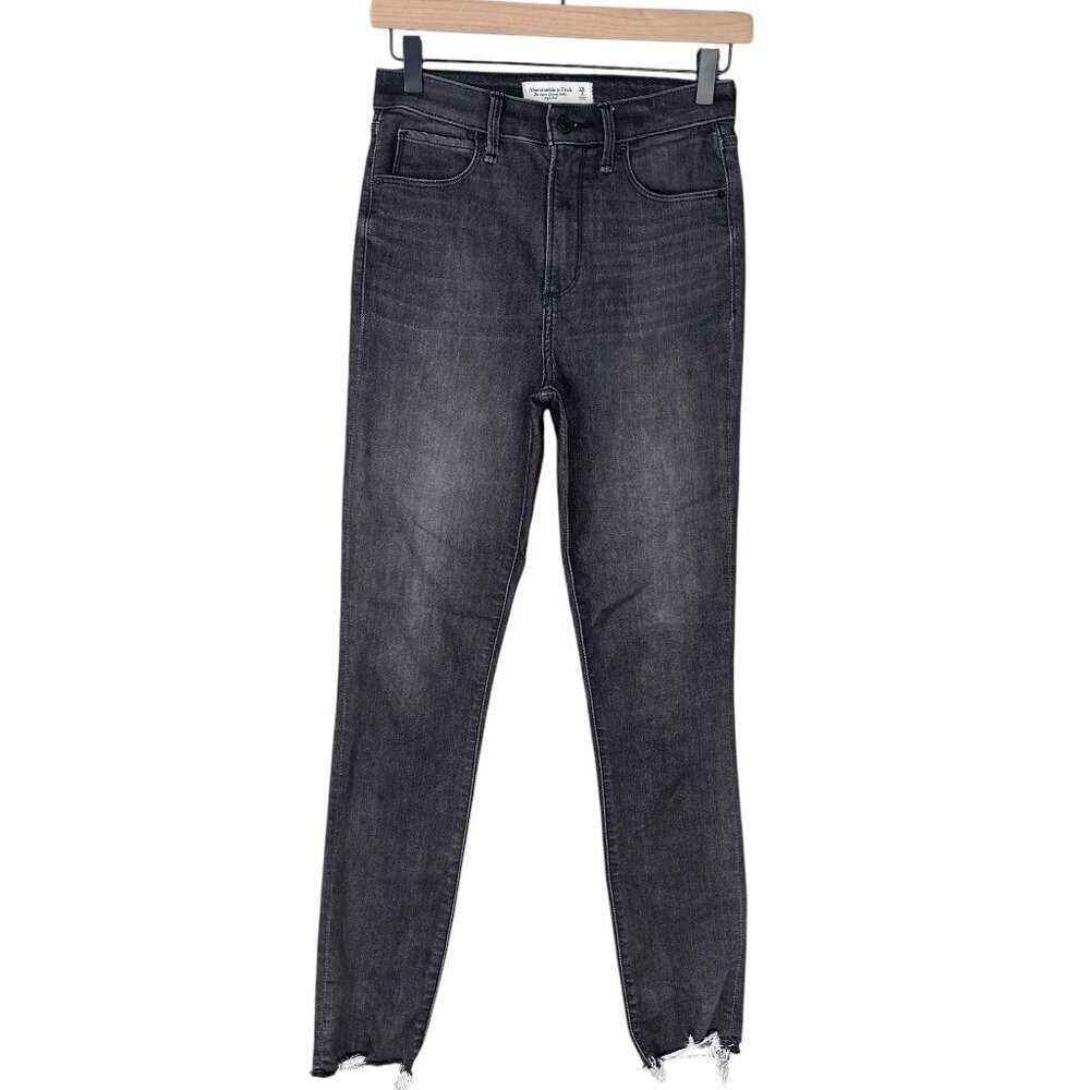 Abercrombie & Fitch Jeans 26 LONG High Rise Super Skinny Ankle Raw Hem Stretch